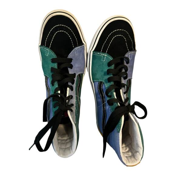 Vans SK8-Hi Womens 7 Suede Blue Green Black Yellow White pre owned - Picture 9 of 13